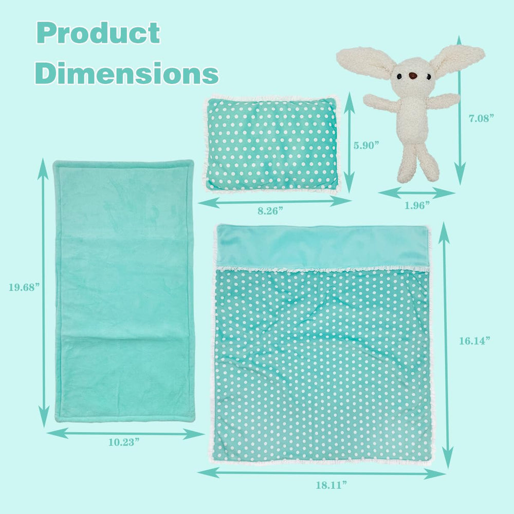 Ferberbears doll mattress in green soft and thick for doll comfort