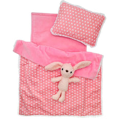 Ferberbears doll bedding blanket in pink, ultra-soft for cozy play sessions.