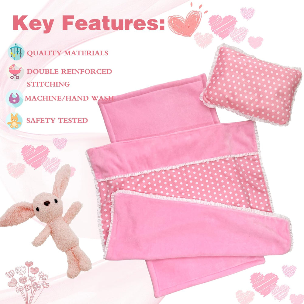 Ferberbears doll bedding mattress soft and thick for comfortable doll naps.