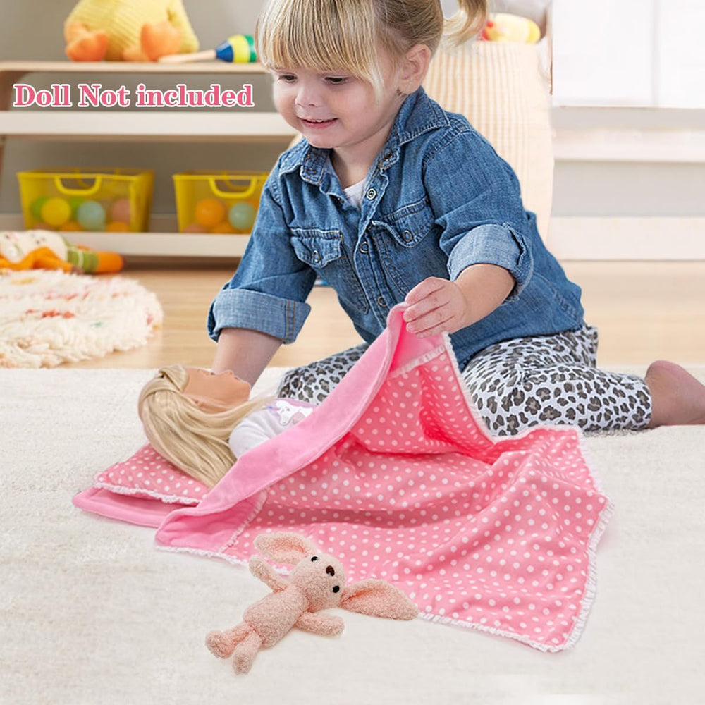Ferberbears doll bedding pillow with lace and dots for stylish comfort.