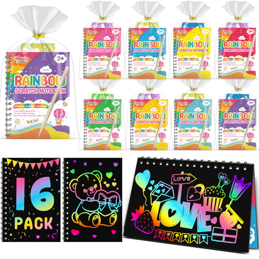 FEREDO KIDS Valentine scratch art notebook reveals rainbow colors with each scratch