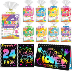 FEREDO KIDS rainbow scratch art notebook reveals color after scratching, ideal for classroom gifts.