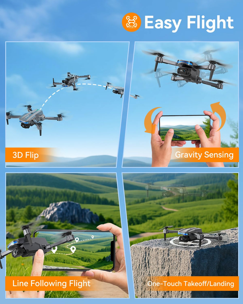 FERIETELF T29 drone featuring one-key takeoff/landing for beginner control.