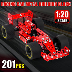 Ferthor Fun red racing car model kit, side view, precise pieces enable accurate assembly.