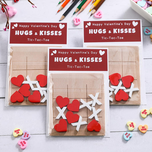 FestalMart valentines cards with wooden tic tac toe for classroom gifting