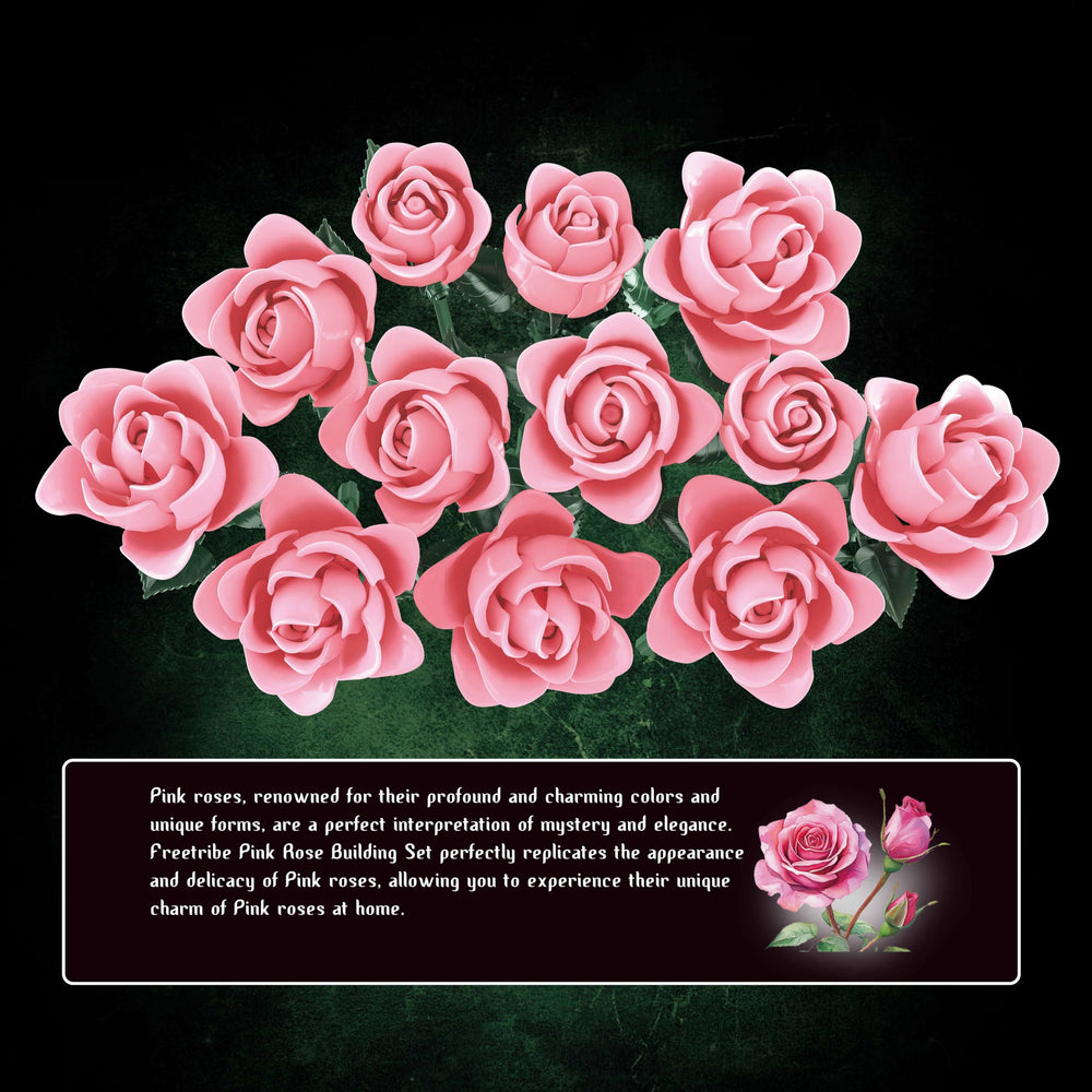 Feuymoent pink rose bouquet interlocking pieces demonstrate durable construction and easy assembly.
