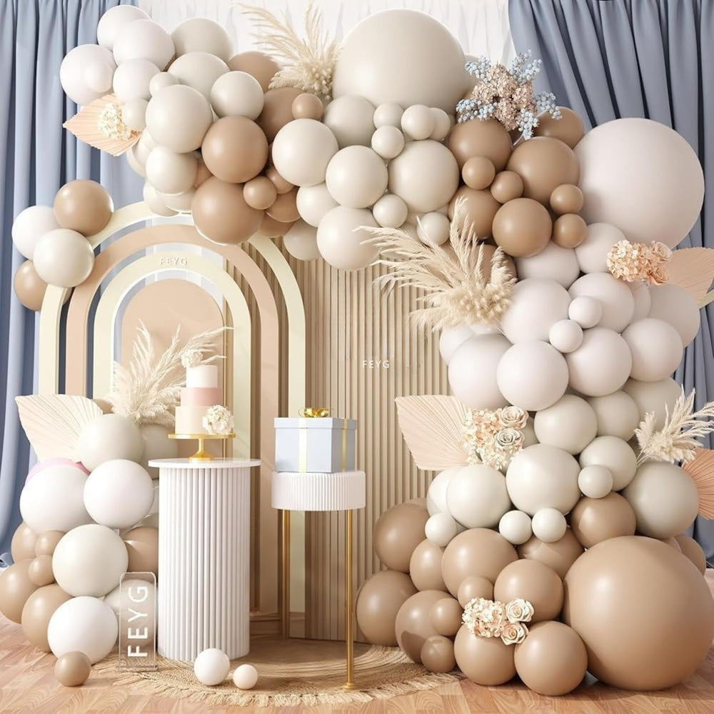 FEYG Netural Balloon Garland Arch Kit with nude apricot balloons for chic decor
