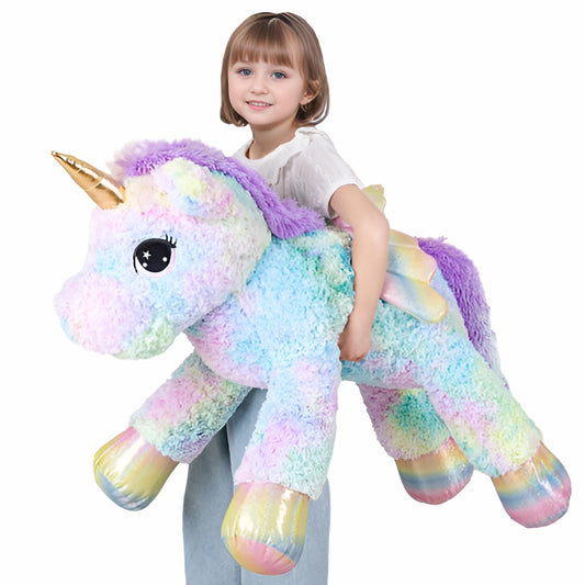 FFxiong 44-inch giant rainbow unicorn with wings offers a cuddle-worthy room centerpiece.