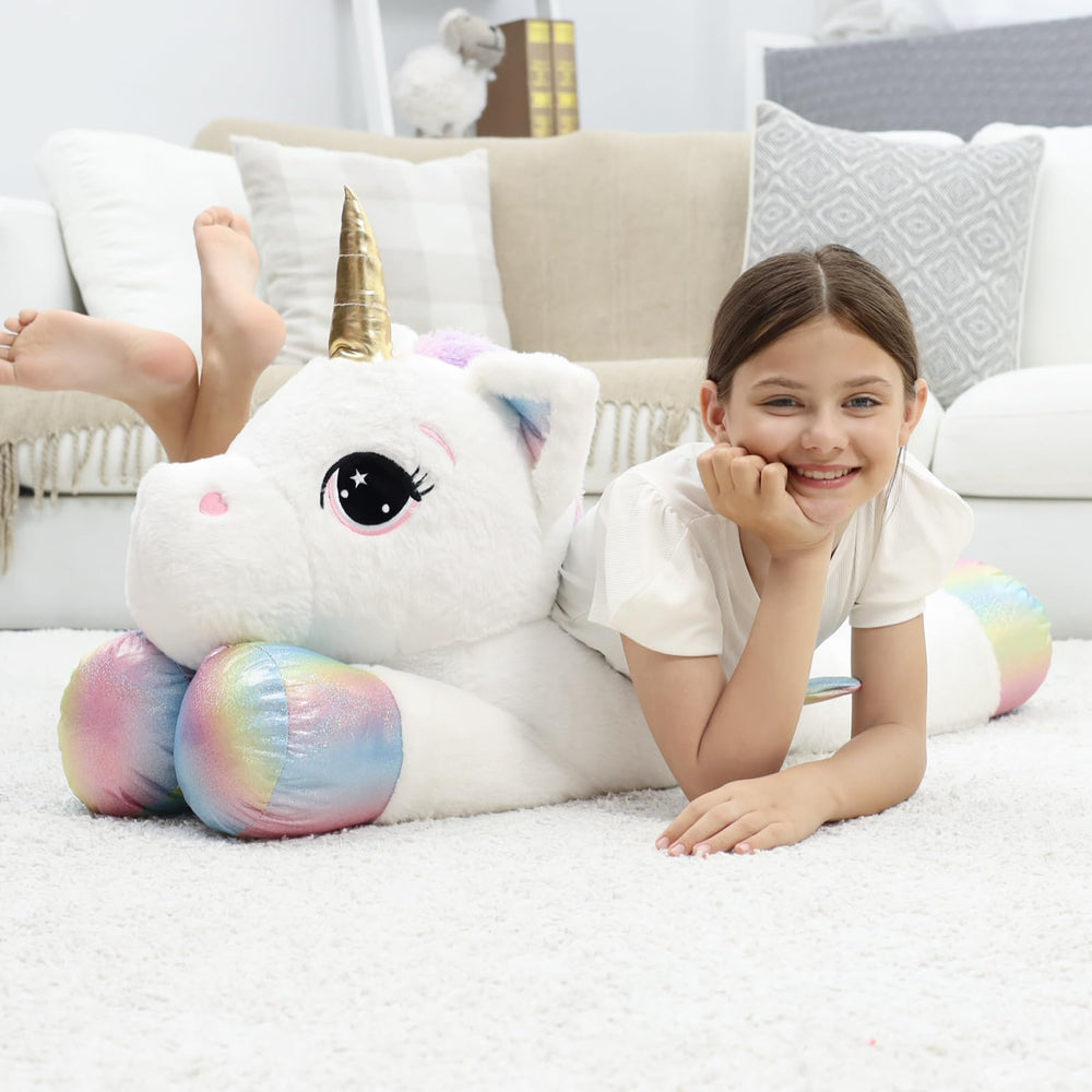 FFxiong giant unicorn travel buddy for naps on the go.