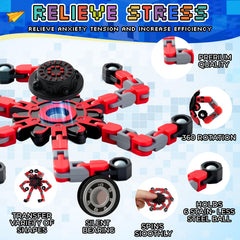 FGYLYOX robot-form spinner demonstrates transforming play to boost sensory engagement.