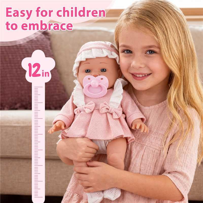 fhjax 12-inch baby doll skin textures highlight tactile realism for cuddling
