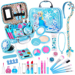 FHJAX kids makeup blue case keeps cosmetics organized for playtime.