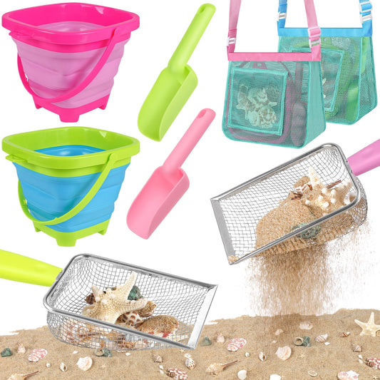FHOZGECY collapsible beach buckets for easy storage and sand play.