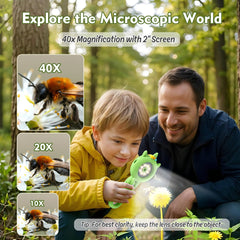 FHskFH Kids Microscope 16x zoom knob lets students focus on tiny details.