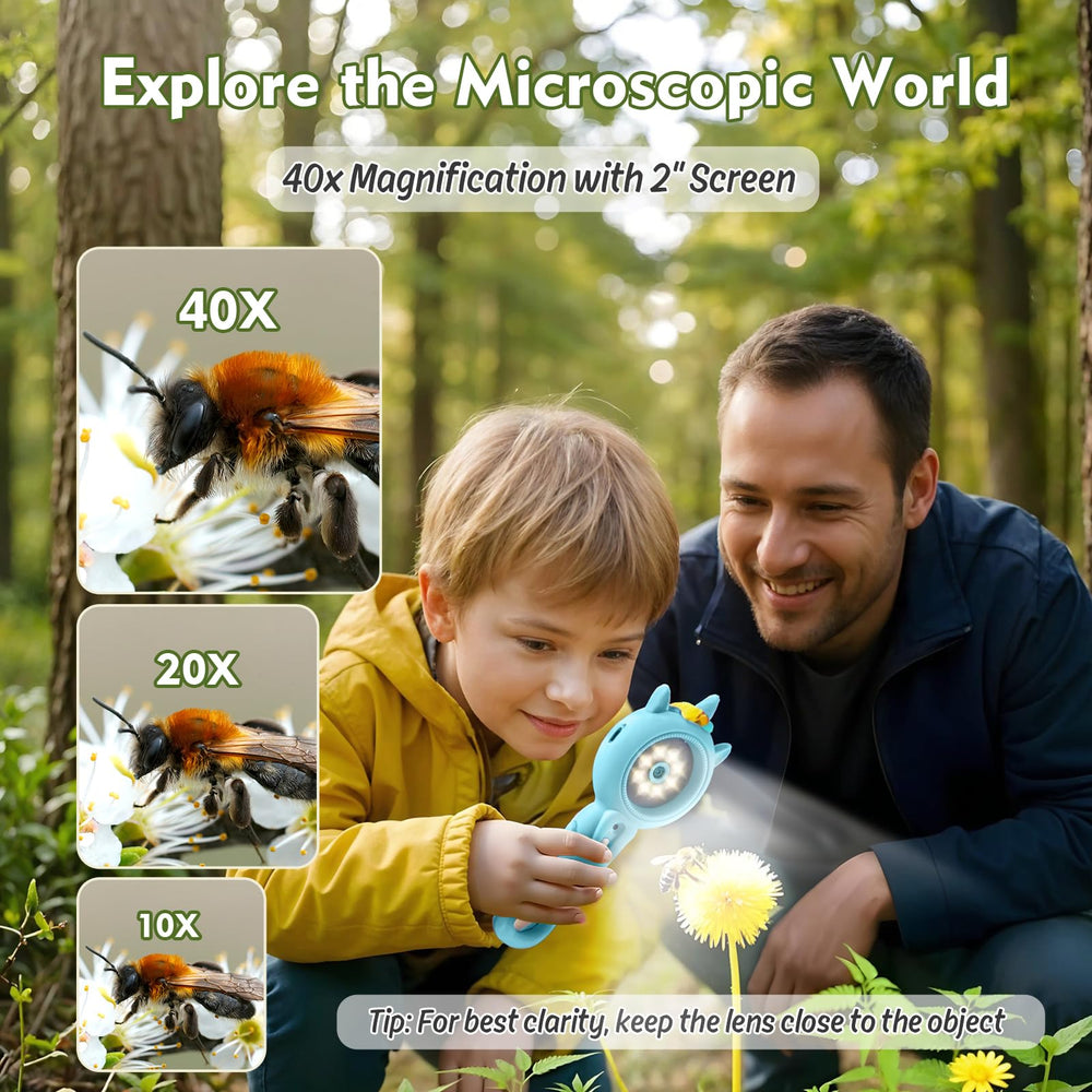FHskFH Kids Microscope 2-inch screen demo of specimen image for easy learning.