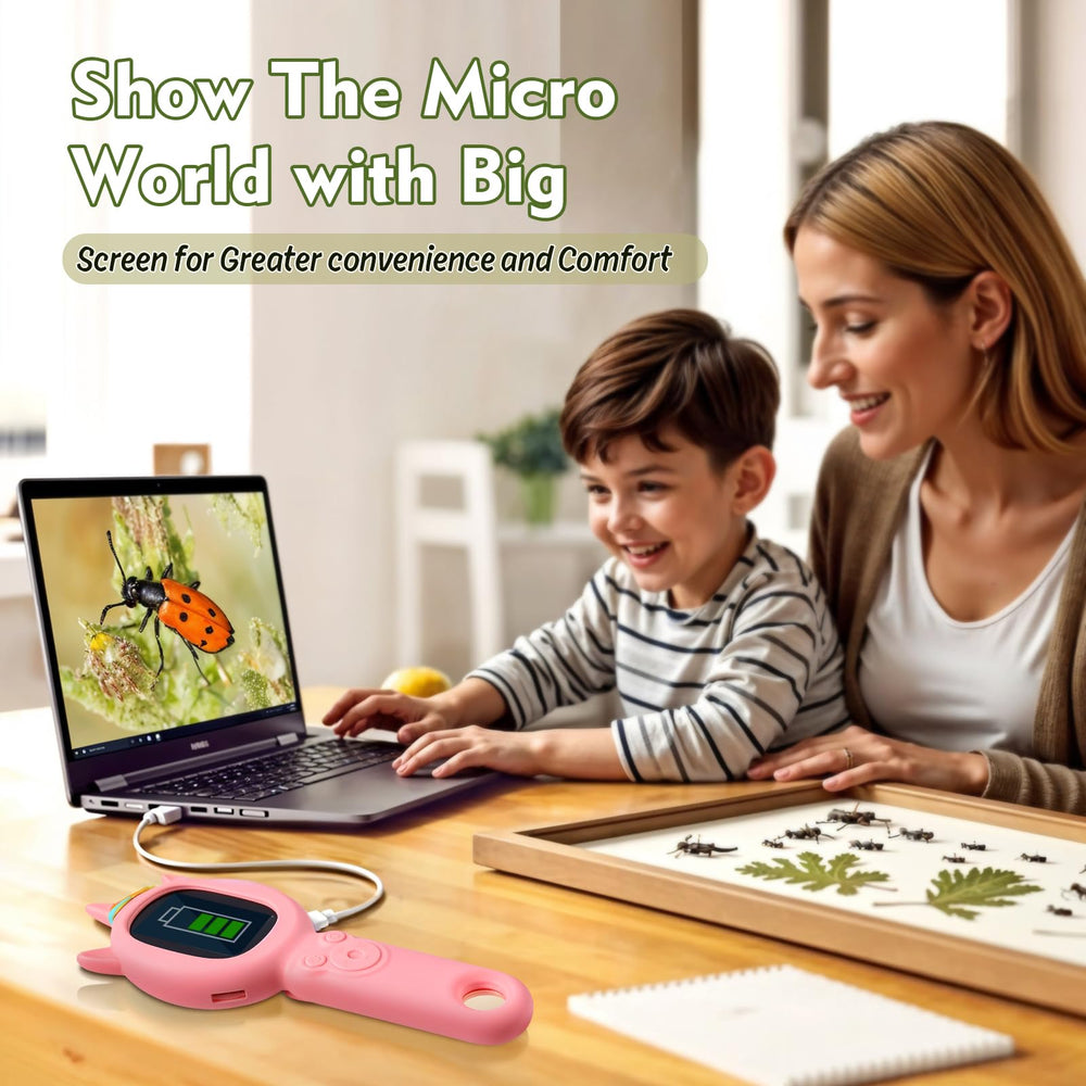 FHskFH Kids Microscope portable, kid-friendly design for on-the-go science