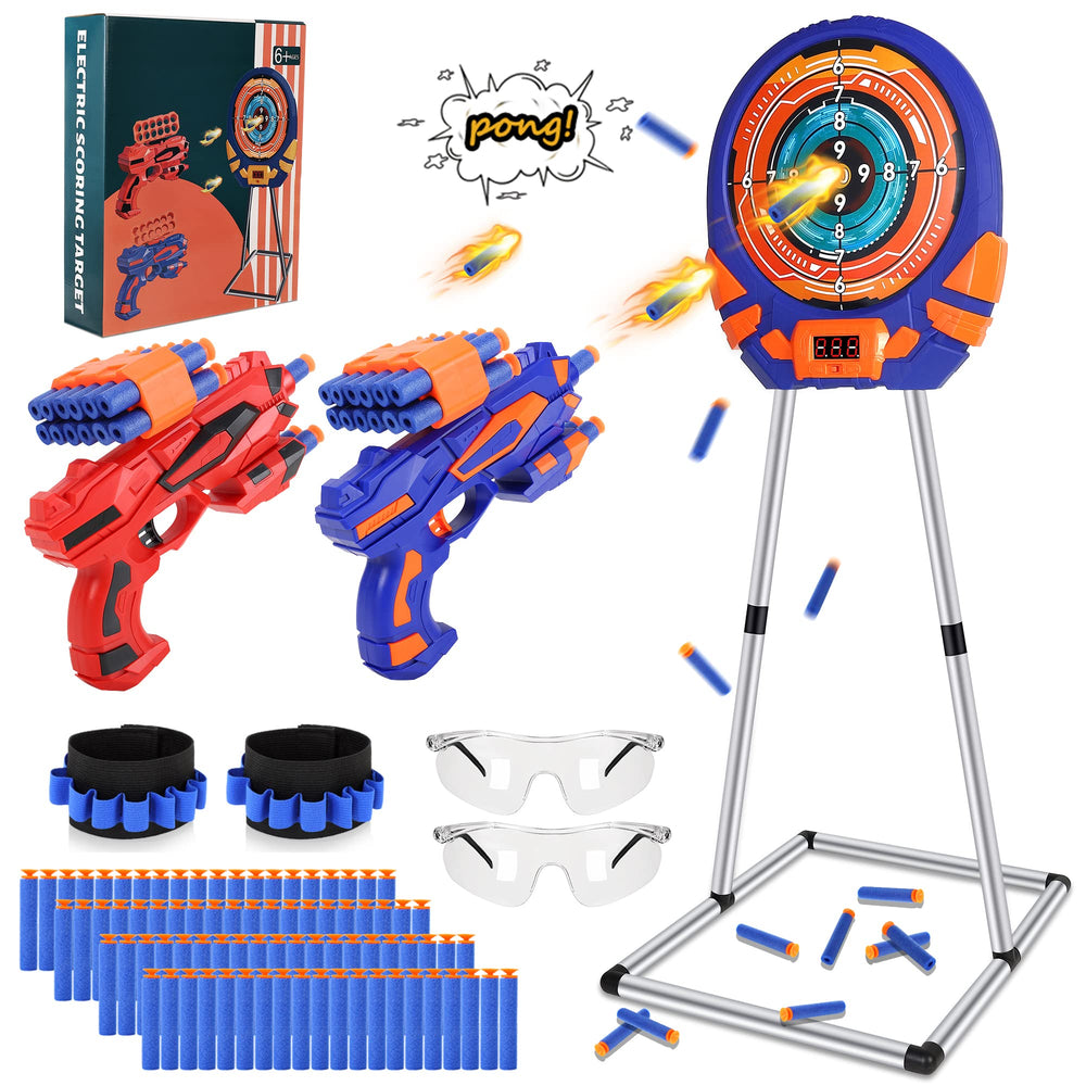 Fibevon shooting target with touchscreen scoring for Nerf games and improved accuracy.