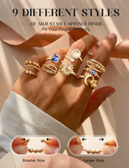FIBO STEEL Moon Star fidget ring—celestial charm for day-to-night wear.