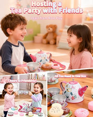 Fiderix Premium Tea Party Set teapot and cups in a pretend tea scene