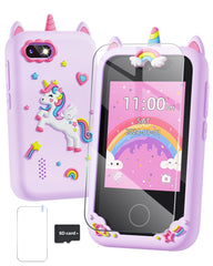 Fiechcco Kids Smart Phone Purple front view showing kid-friendly design for safe play