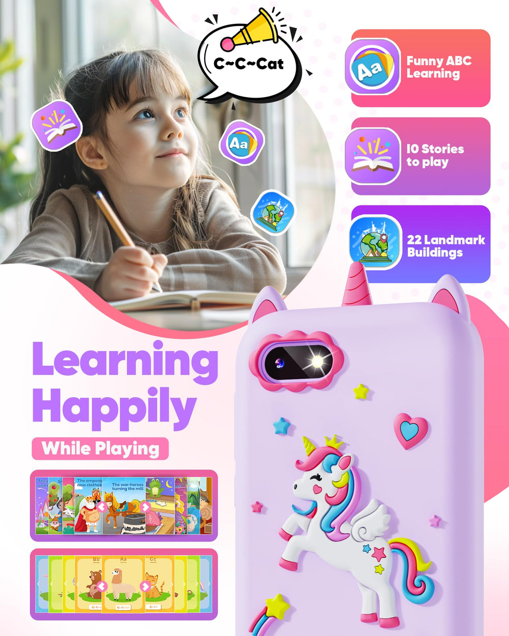Fiechcco Kids Smart Phone Purple durable shell for daily adventures
