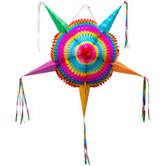 Fiesta Wraps Mexican Pinata Star 32in ready for birthdays with vibrant colors