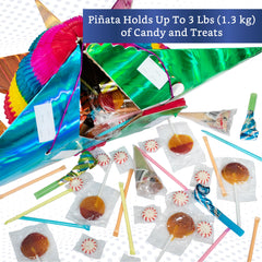Fiesta Wraps pinata holds up to 3 lbs of treats for festive play.