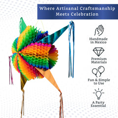 Fiesta Wraps pinata with foil streamers adds festive sparkle to any venue.