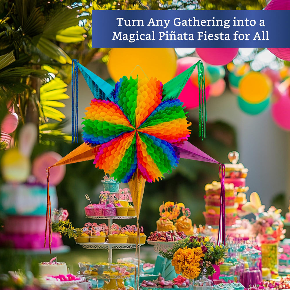 Fiesta Wraps rainbow pinata brightens celebrations like Cinco de Mayo and birthdays.