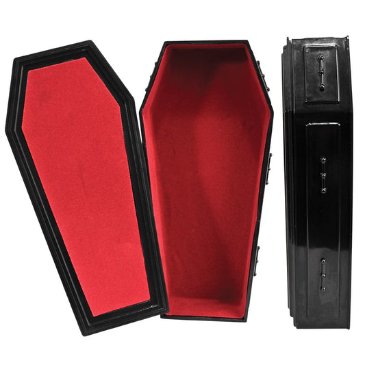 Figures Toy Co black coffin exterior for WWE figures, adds authentic display and storytelling potential.