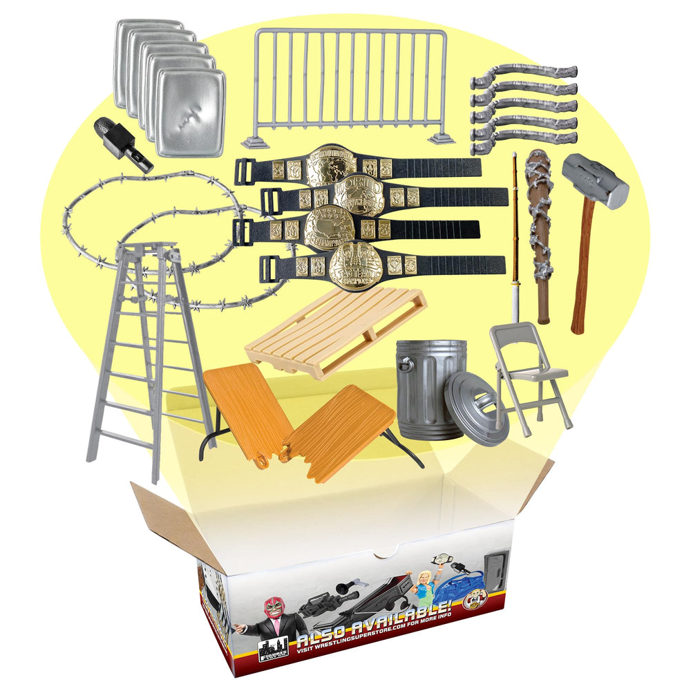Figures Toy Company hardcore 26-piece accessory set ladder for epic wrestling battles