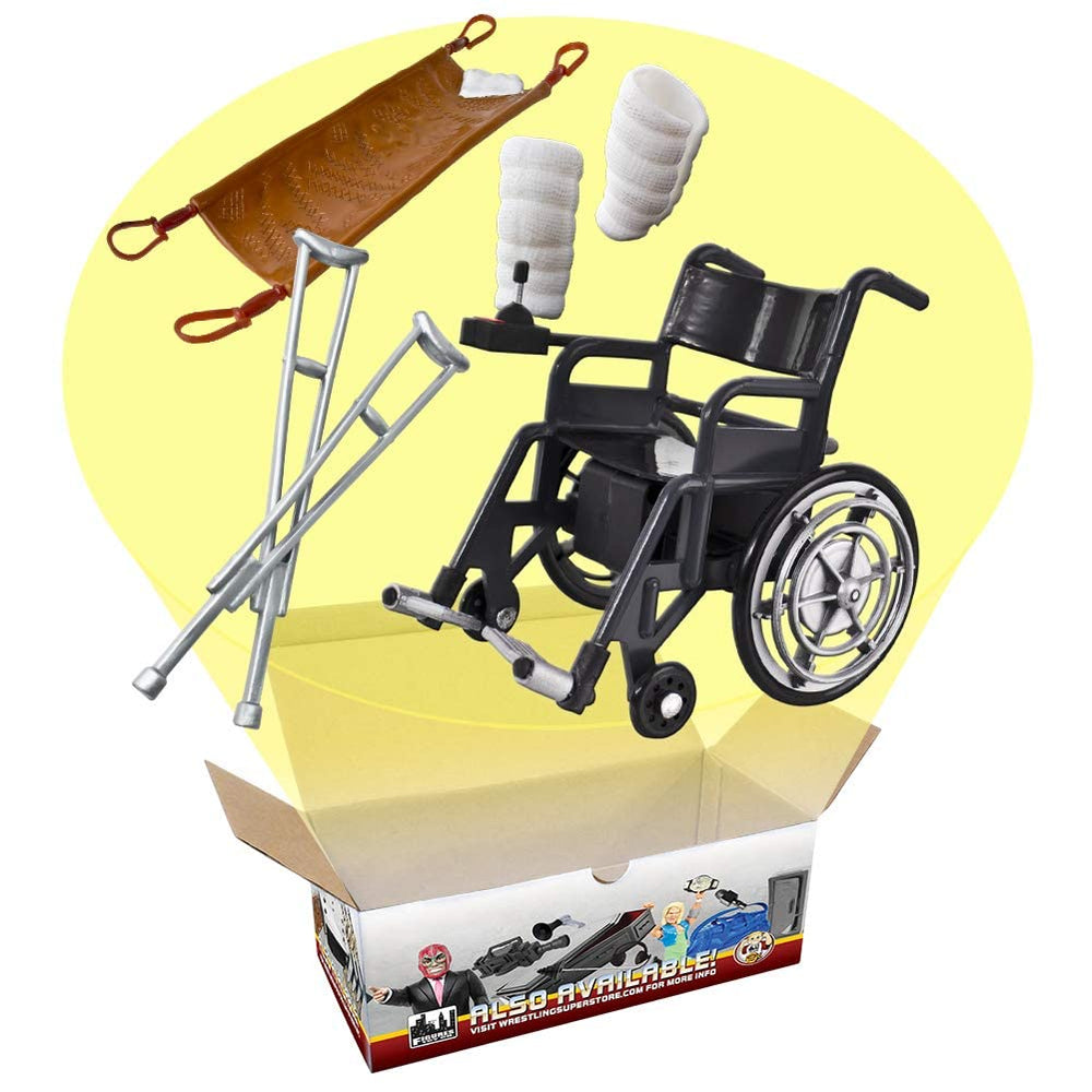 Figures Toy Company Hardcore Injury Wheelchair for wrestling figures, enhances realism in post-match scenes