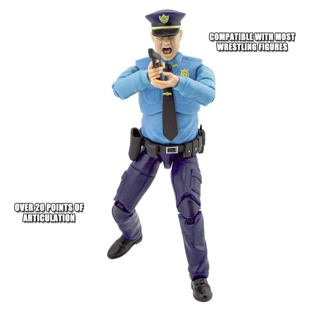 Figures Toy Company Ultimate Police Officer figure in action pose showing versatility.