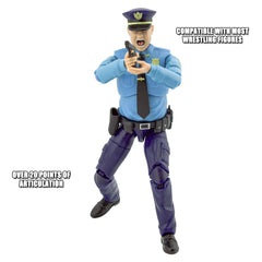 Figures Toy Company Ultimate Police Officer figure in action pose showing versatility.