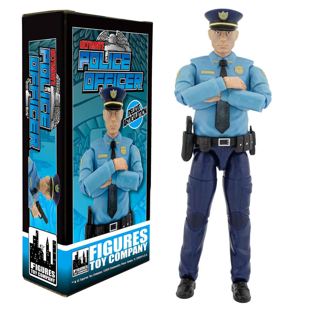 Figures Toy Company Ultimate Police Officer figure front view for dynamic 1:12 poses.