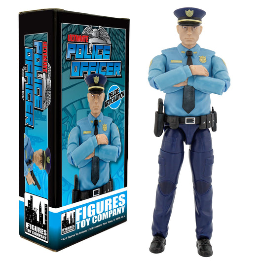 Figures Toy Company Ultimate Police Officer figure front view for dynamic 1:12 poses.