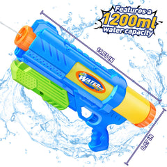 Fikamd Super Water Gun blue pack side view showing sleek profile.