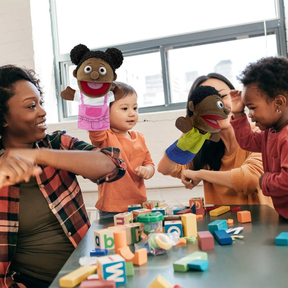 FIMIGID African-style girl puppet inspires creative storytelling and dialogue.