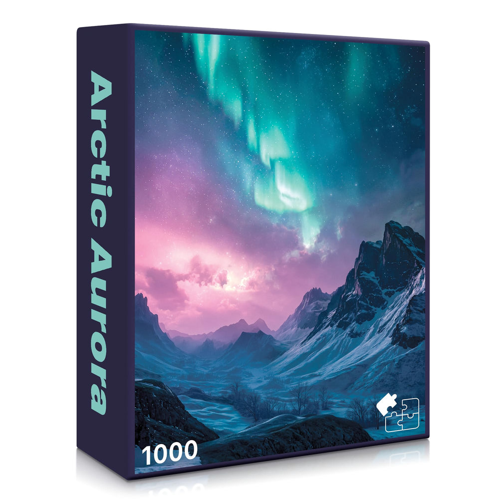 Final Piece Puzzles Arctic Aurora box front showcases vibrant northern lights for display-ready appeal.