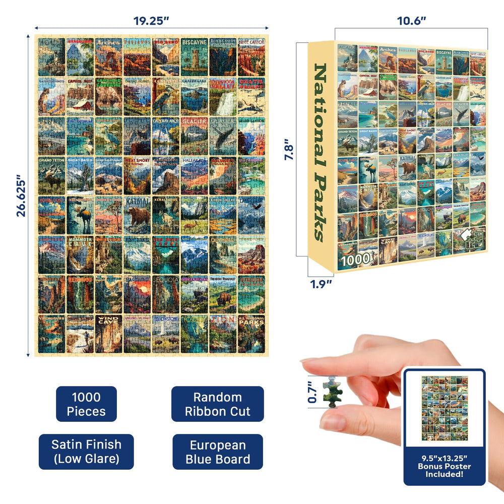Final Piece Puzzles National Parks satin finish close-up reducing reflections during viewing.