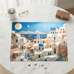 Final Piece Puzzles Santorini ribbon-cut pieces for precise fits