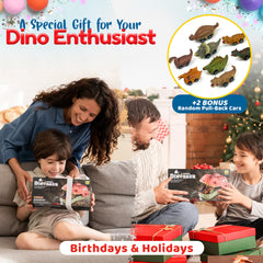 FINcredible dinosaur toy set: pullback cars add kinetic pretend play