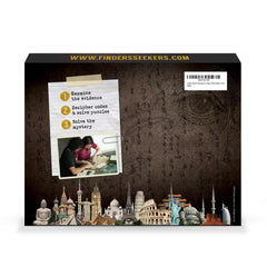 Finders Seekers case documents and travel posters set the scene for an immersive mystery.