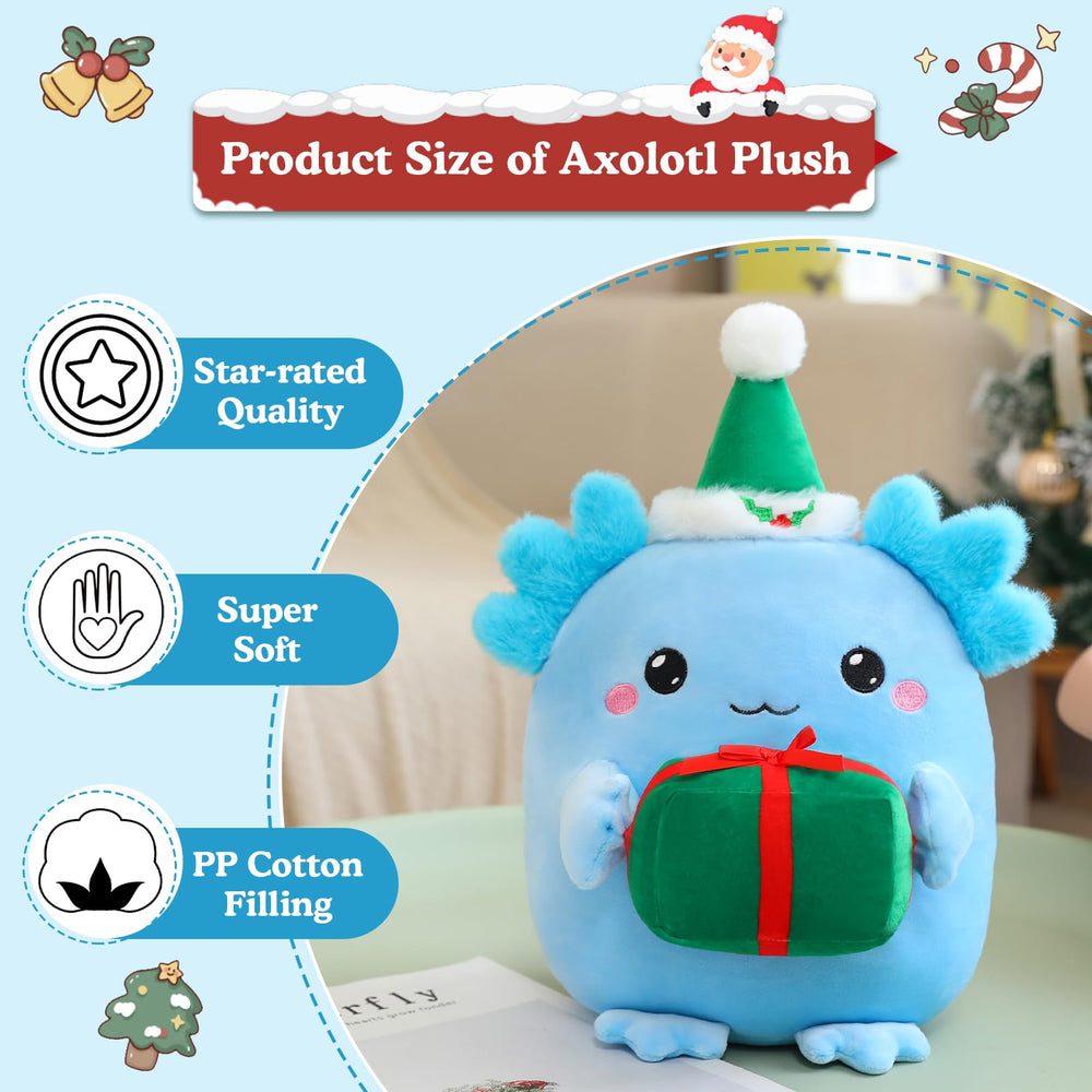 Finebee soft cotton axolotl plush blue, gentle touch for kids and adults.