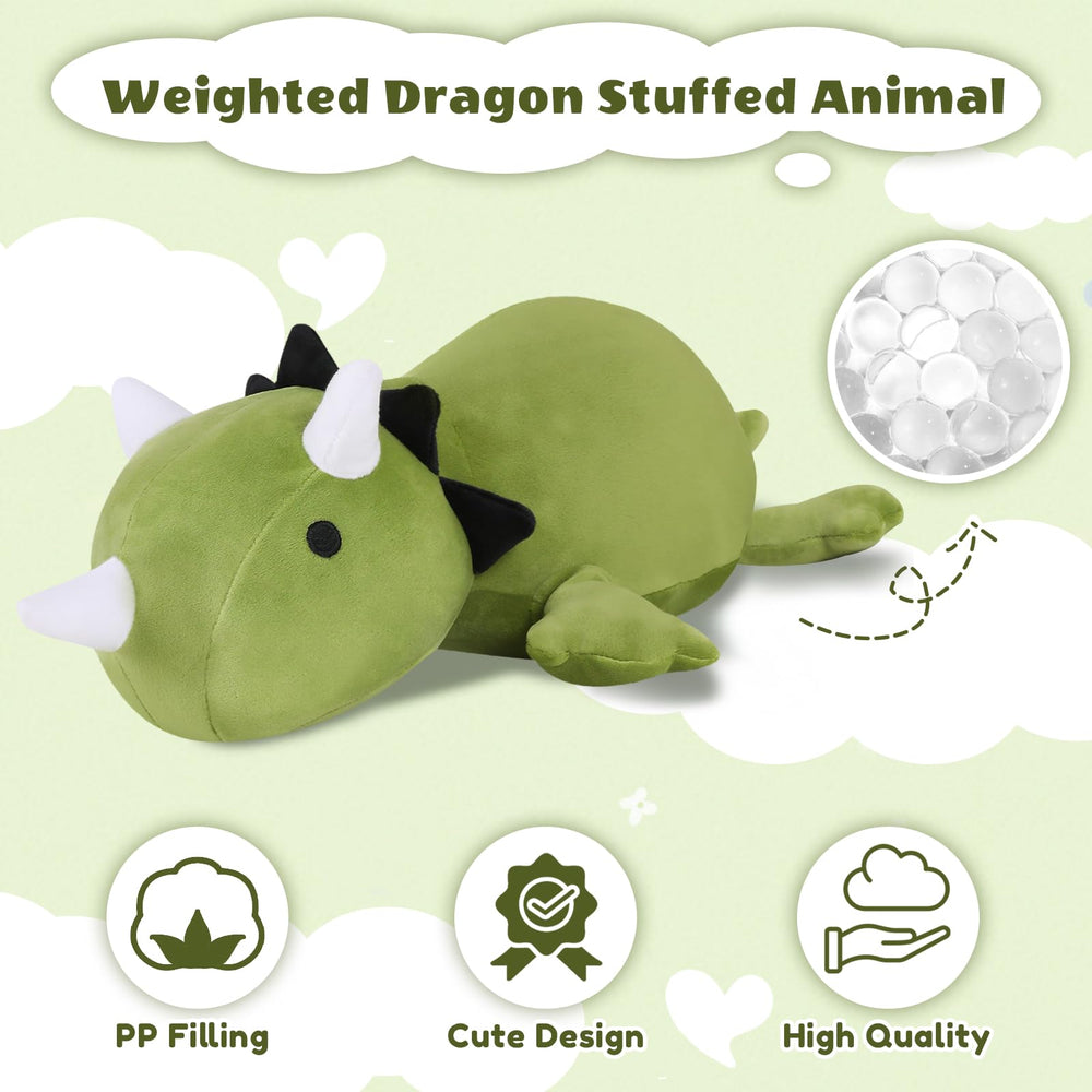 Finebee weighted dinosaur plush closeup reveals plush texture and stitching.