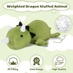 Finebee weighted dinosaur plush closeup reveals plush texture and stitching.