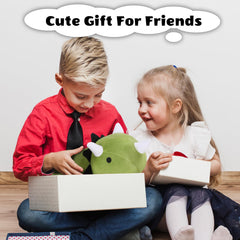 Finebee weighted dinosaur plush adds whimsy to living room decor.