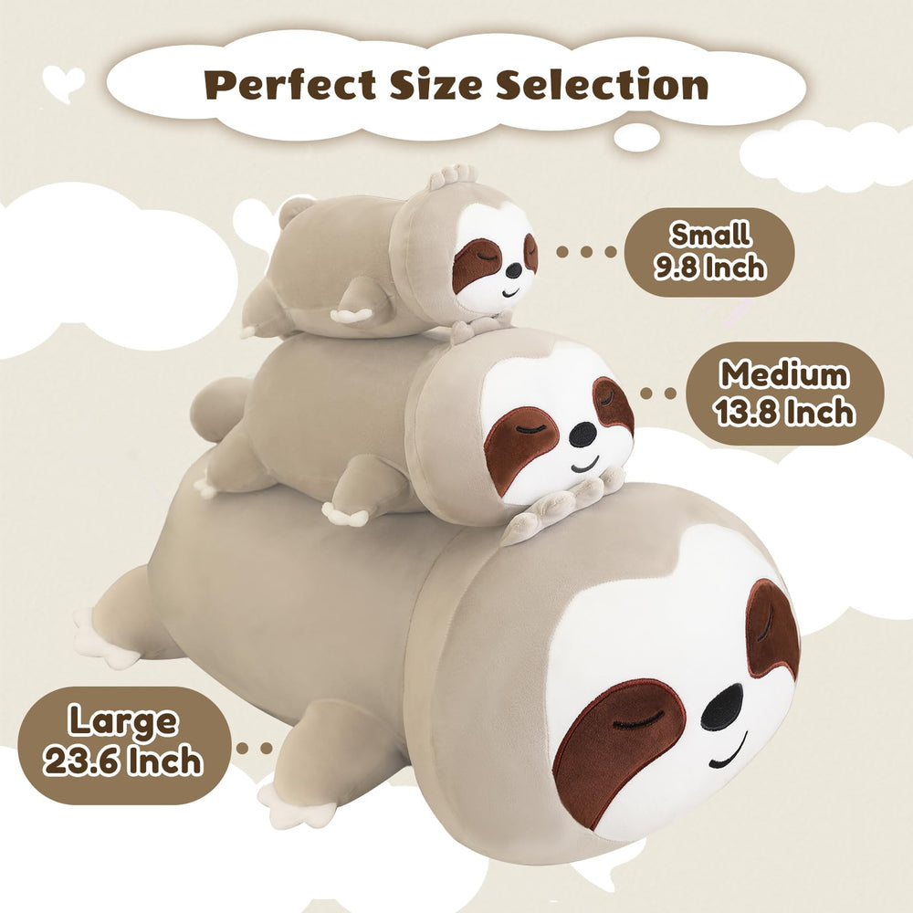 Finebee weighted sloth thirteen-point-eight-inch size creates a cuddly focal point.
