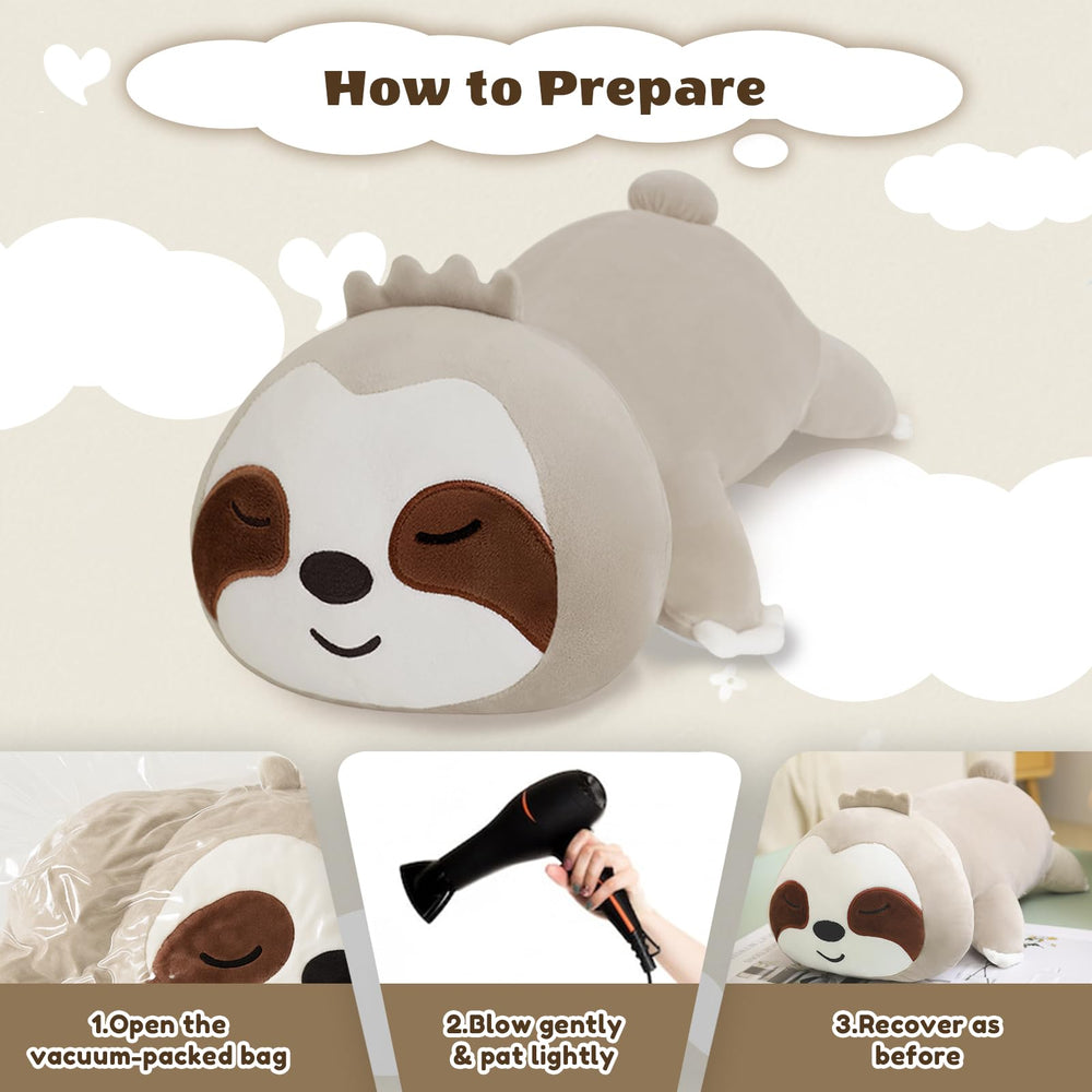 Finebee weighted sloth plush 23.6 inch size, large decorative plush.