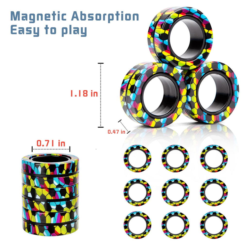 Finger Rock magnetic rings rotate smoothly in action for focus and stress relief.